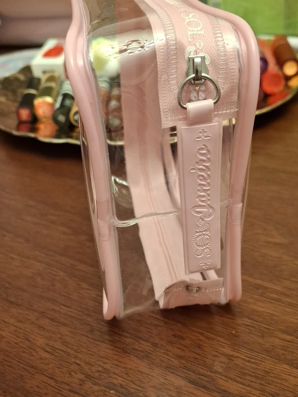 SOL de Janeiro Clear Pink Cosmetic Bag New Approx 5x5x3